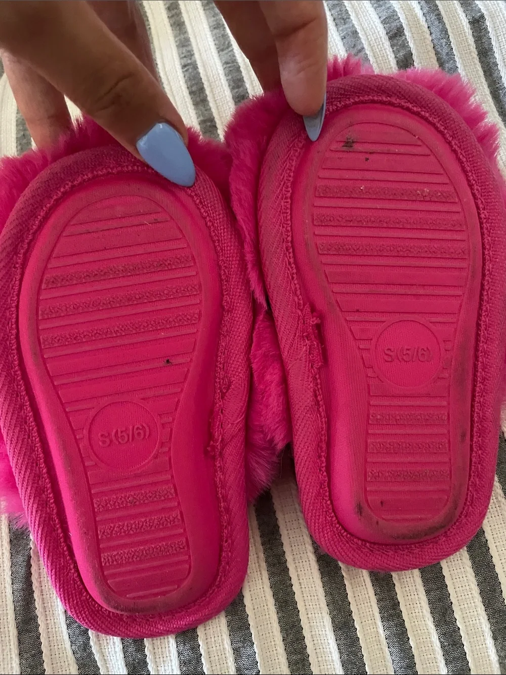 Cat & Jack Bright Pink Fuzzy Pom Slippers